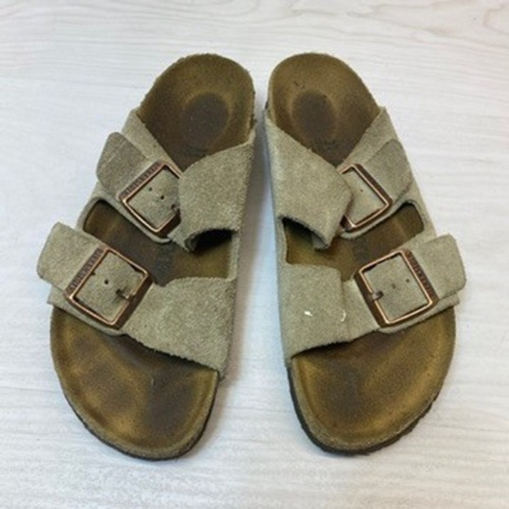 Birkenstock Womens 37 Arizona Suede Slide Sandals Brown Birkenstock Arizona